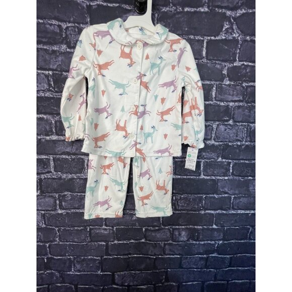 Carter's Just One You 2T PJ Reindeer Trees 2-Piece Pajama Set - Picture 2 of 14